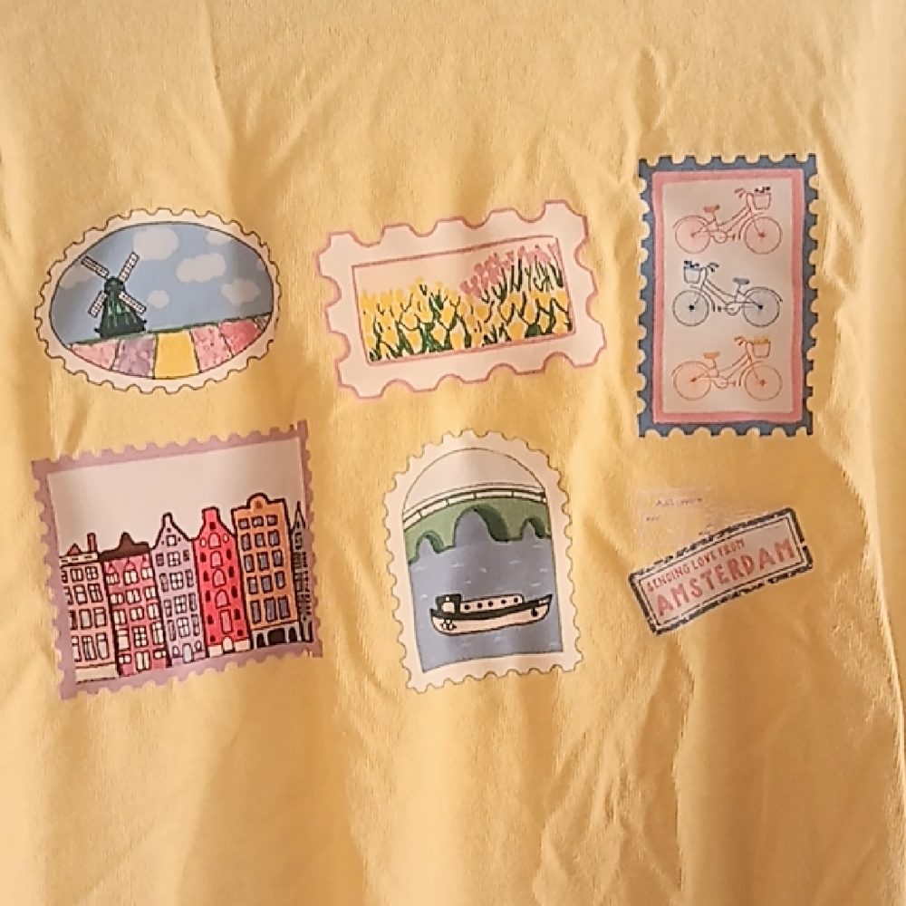 Blue Horizon Co Yellow Amsterdam Stamps Tee 3X